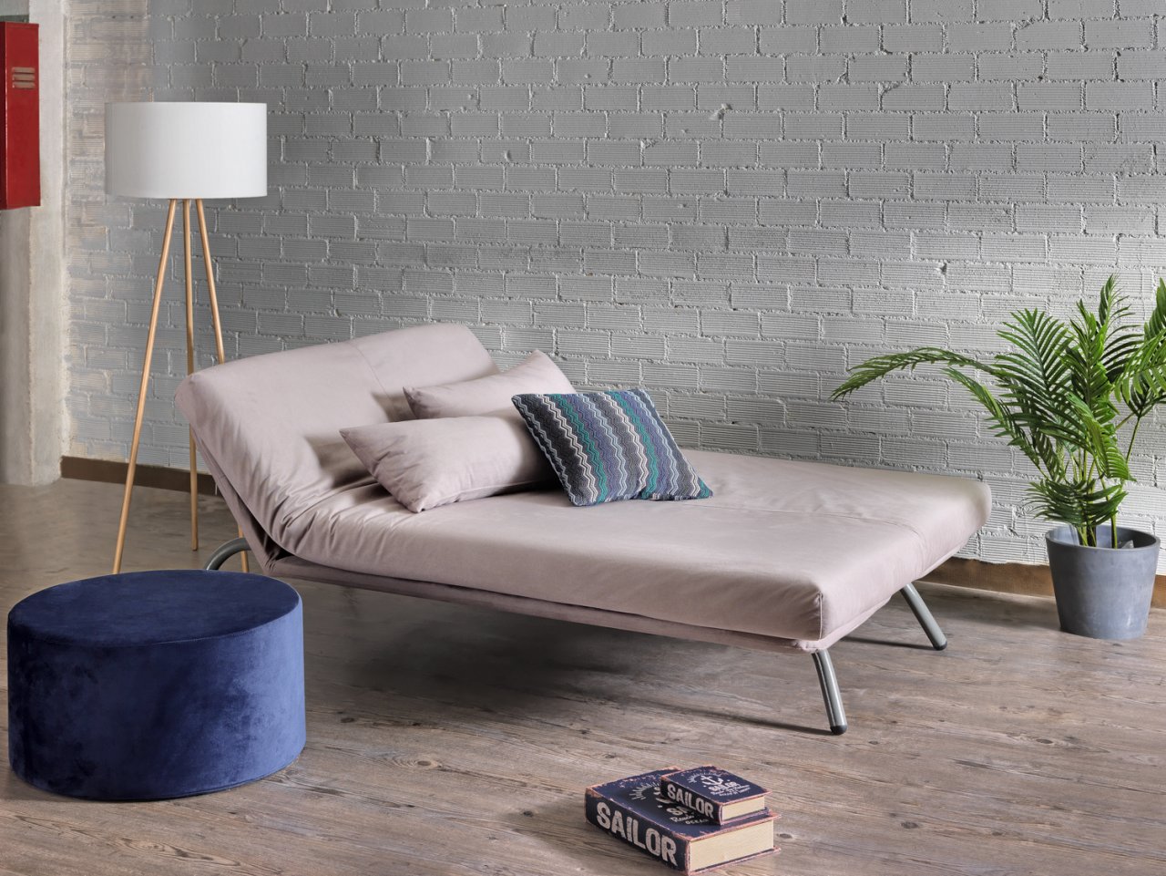 Stick, four-seater sofa / double bed.