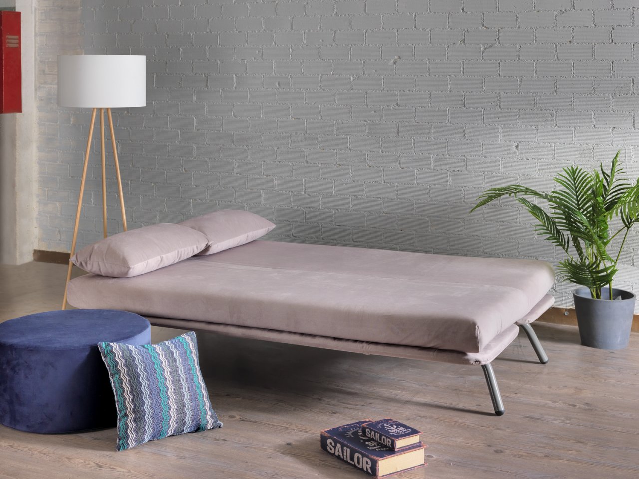 Stick, four-seater sofa / double bed.