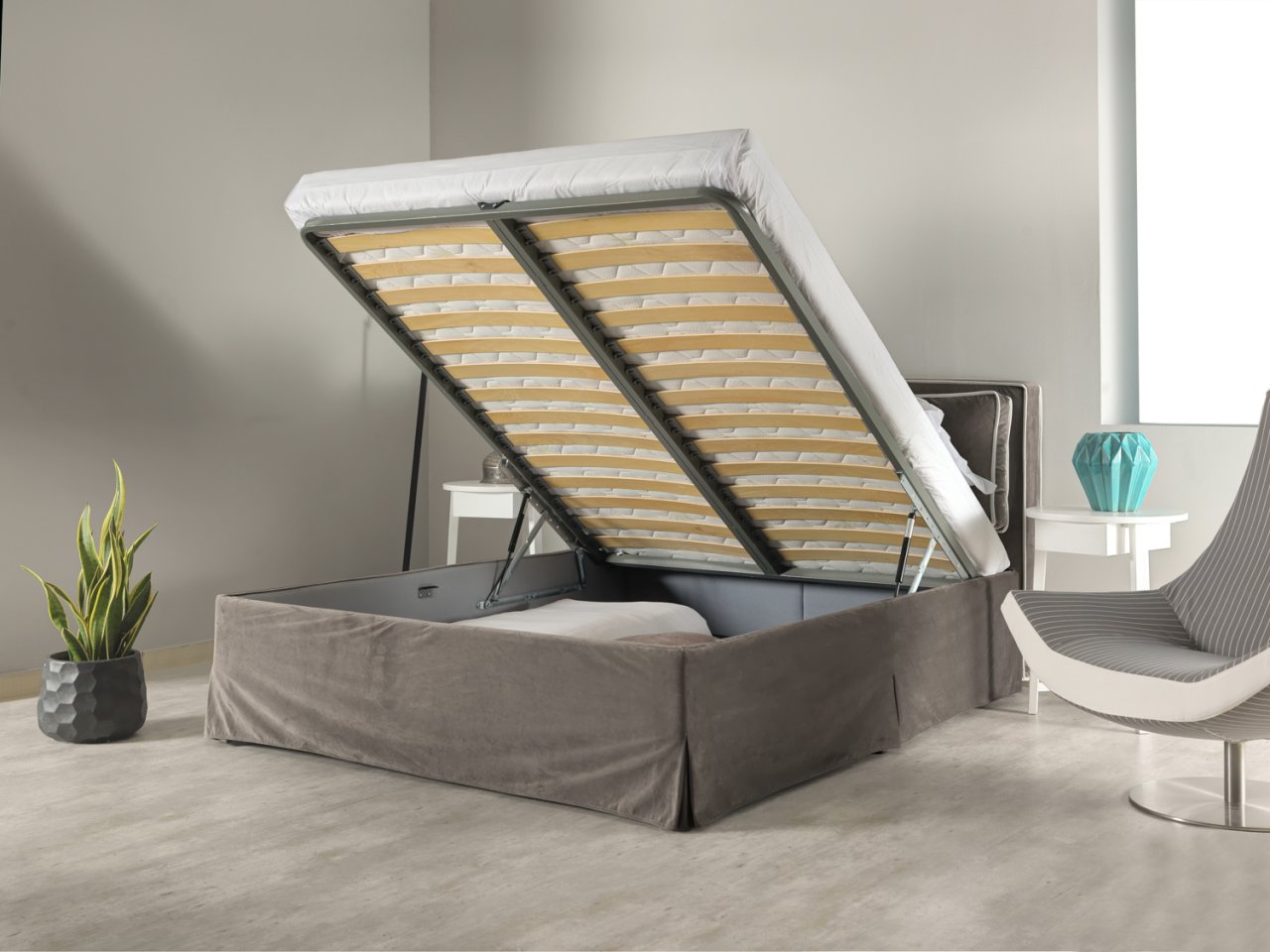 Κρεβάτι Dim, με αποθηκευτικό χώρο 32cm.